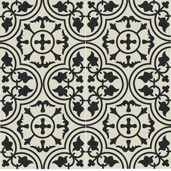 Traditional Bayahibe Cement Tile (8" x 8" Polished, Black & White)