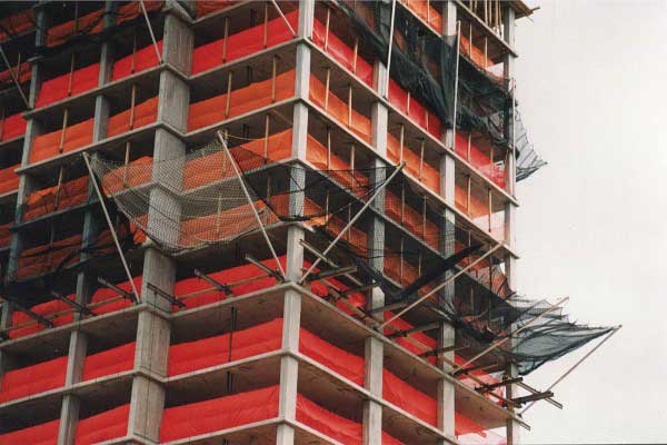 image of construction netting on a building