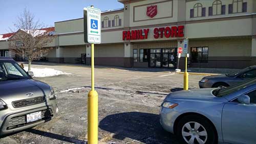 bollards in parking lot