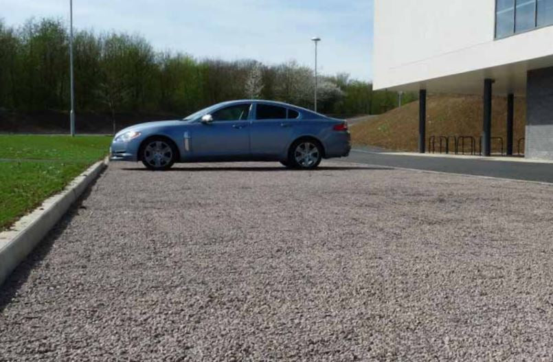 parking lot with gravel grid base