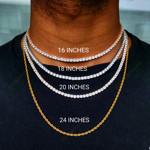 Guía de tallas de collares. Guía de tallas de joyas. Guía de longitud del collar. Guía de longitud de cadena