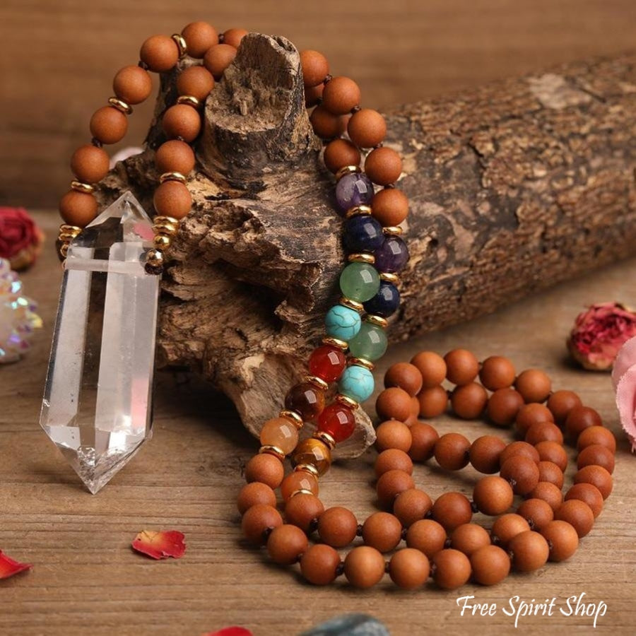 Natural 7 Chakra Tree of Life & Lava Stone Bead Necklace