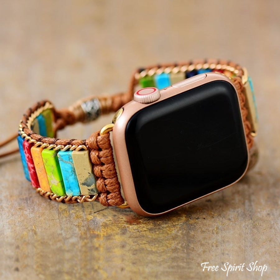 Boho Natural Jasper Stone Smart Bracelet Watch Band - Temu