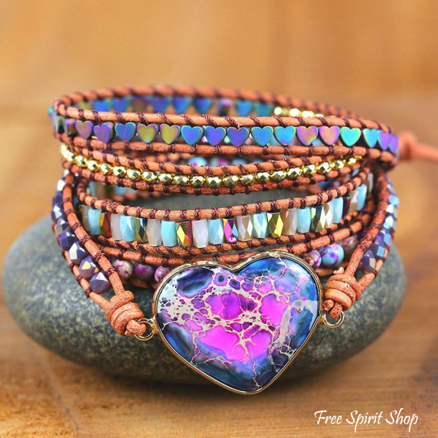 Free Spirit Jewelry 7chakra Heart Wrap Jasper Bohemian 