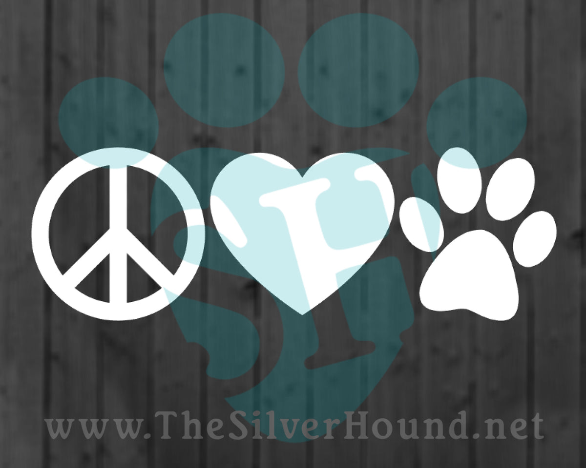 Download "Peace Love Dogs" Symbols (Decal) - The Silver Hound