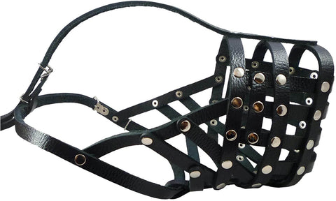 Leather Mesh Basket Dog Muzzle