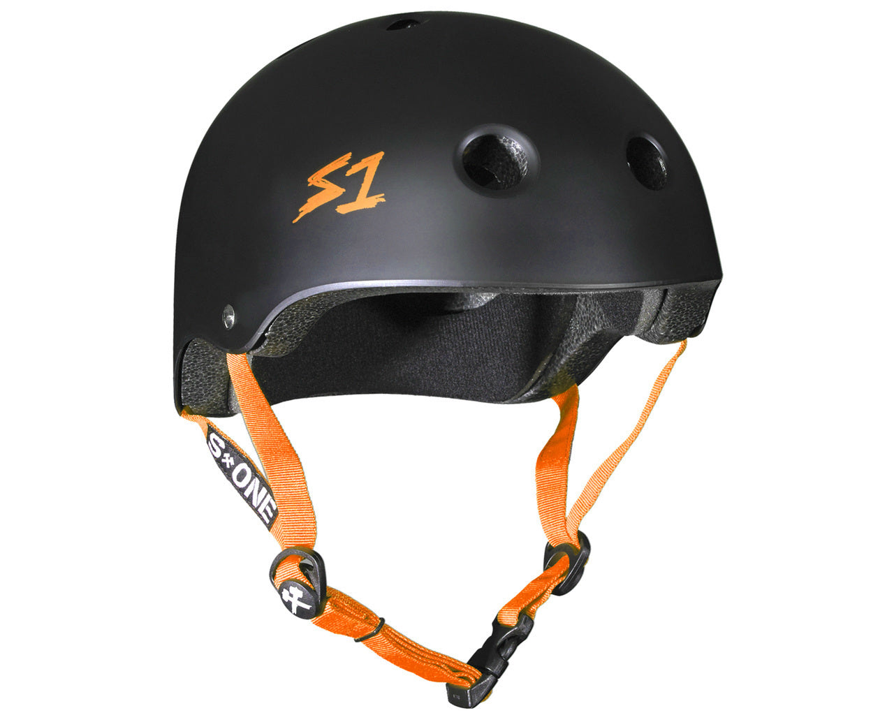 black and orange bike helmet