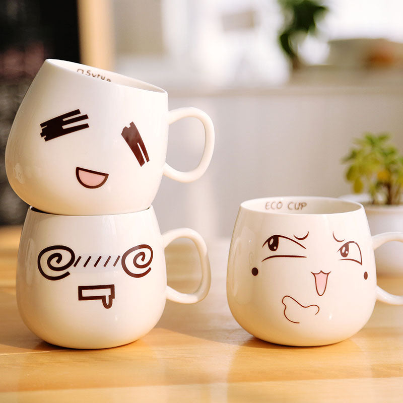 Cute Expression Milk Coffee Ceramic Cup AD10389 – Andester