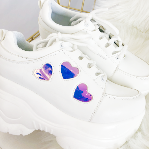 retro heart laser platform shoes