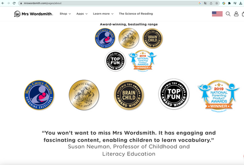 Mrs Wordsmith awards page