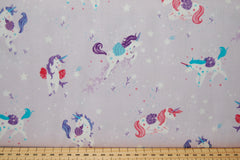 Fabric Shack Sewing Quilting Sew Fat Quarter Cotton Studio E Unicorn Unicorns Kisses Carriage Castle Cloud Start Hearts Butterflies Rainbow Magical Mystical Panel Lucie Lucy Crovatto Purple Lilac Tree Wood 5