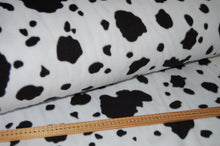 fabric shack sewing quilting sew fat quarter cotton quilt patchwork dressmaking cow dalmatian print black white spots cruella de ville puppies