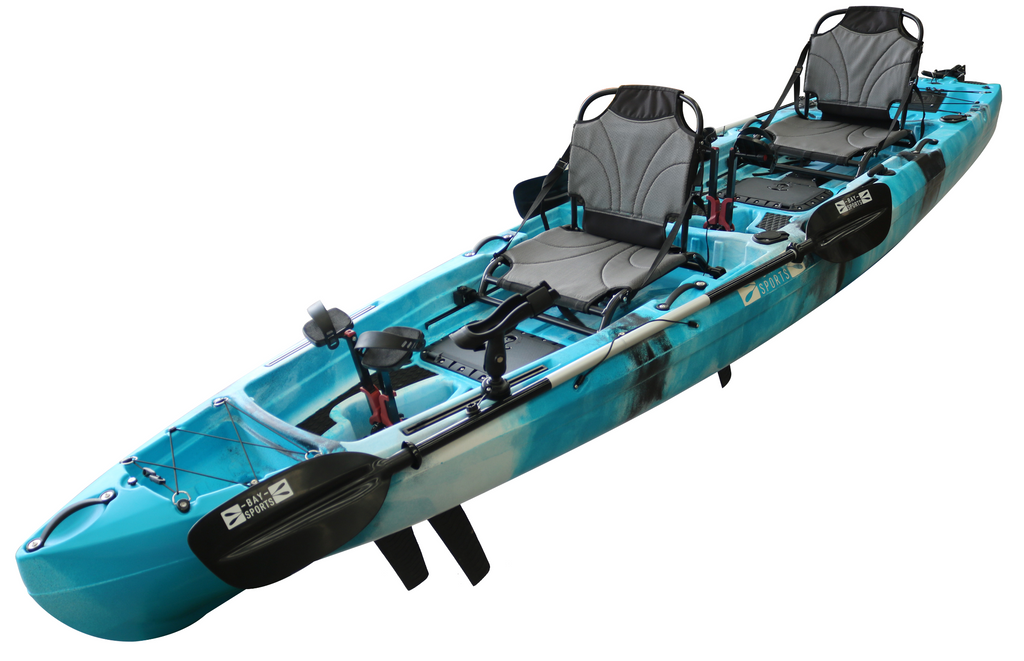 PRODUCT PEDAL PRO FISH - 4.1M TANDEM FLAP-POWERED FISHING KAYAK BLUE CAMO