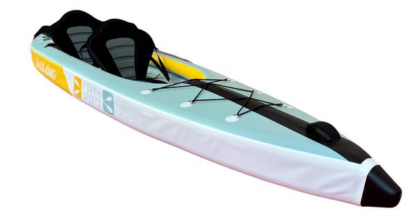 Air Glide Advance 426 drop stitch tandem inflatable kayak blue yellow