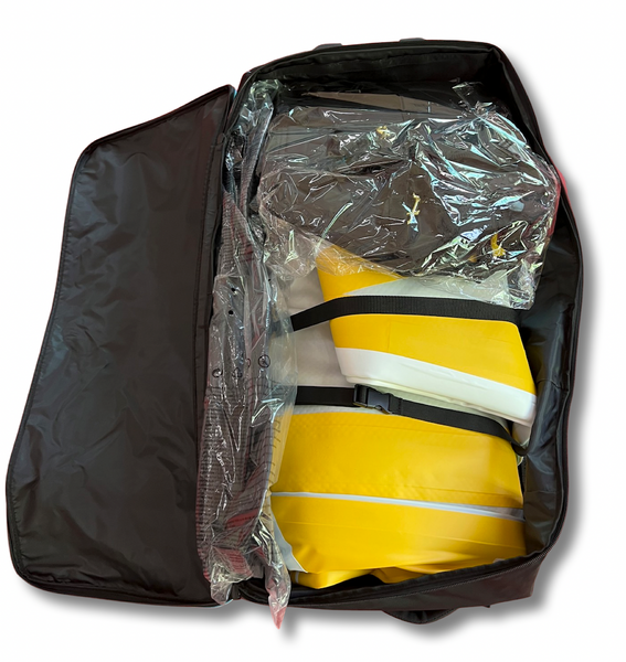 Inflatable kayak wheeled roller bag backpack