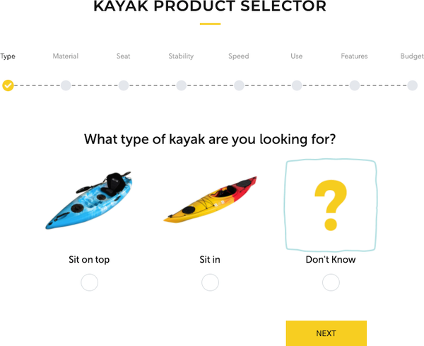 kayak product selector