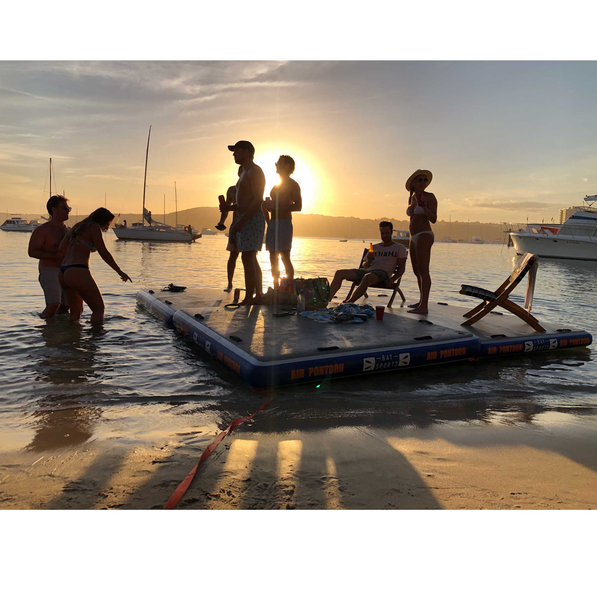 inflatable floating dock, air pontoon & swimming platform