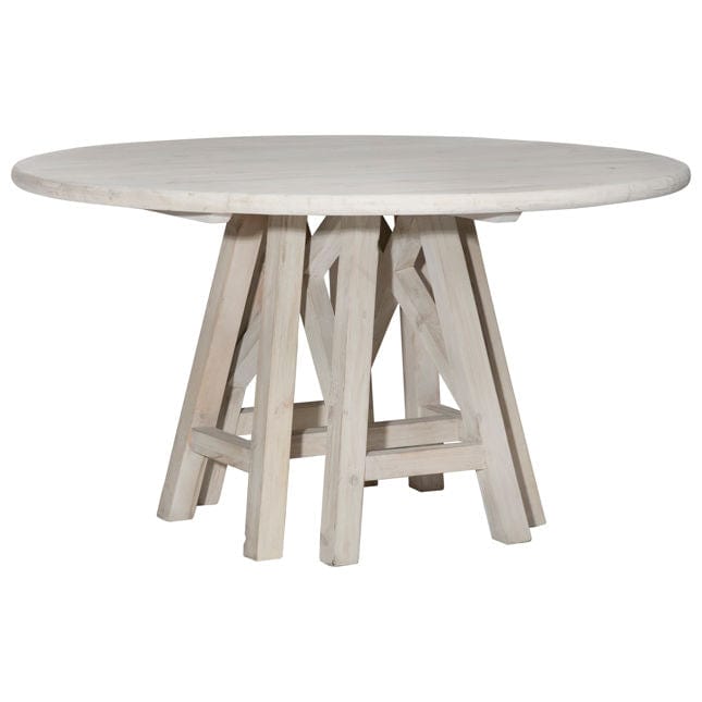 54" Whitewashed Reclaimed Pine Dining Table