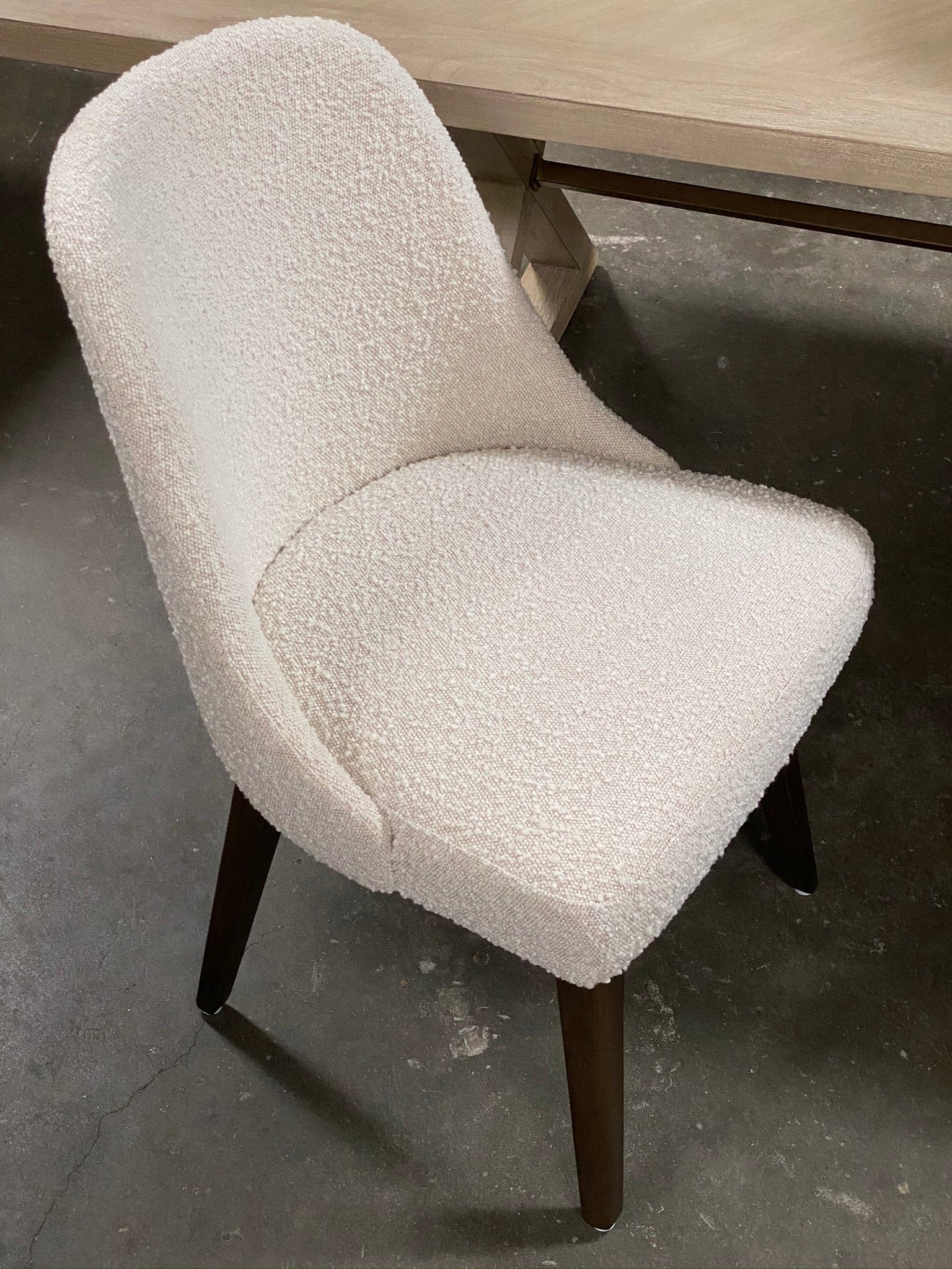 Modern Dining Chair In Ivory Boucle Fabric Hamptons Furniture English Country Home