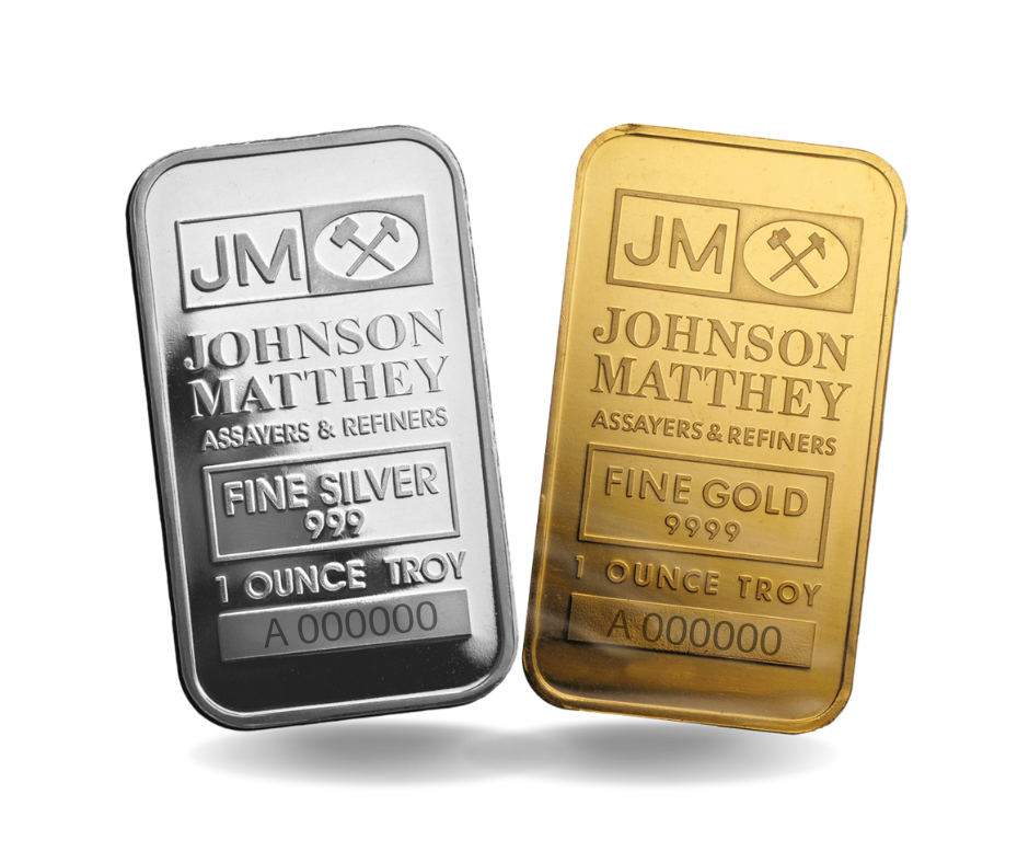 Gold and Silver JM Bars 1oz