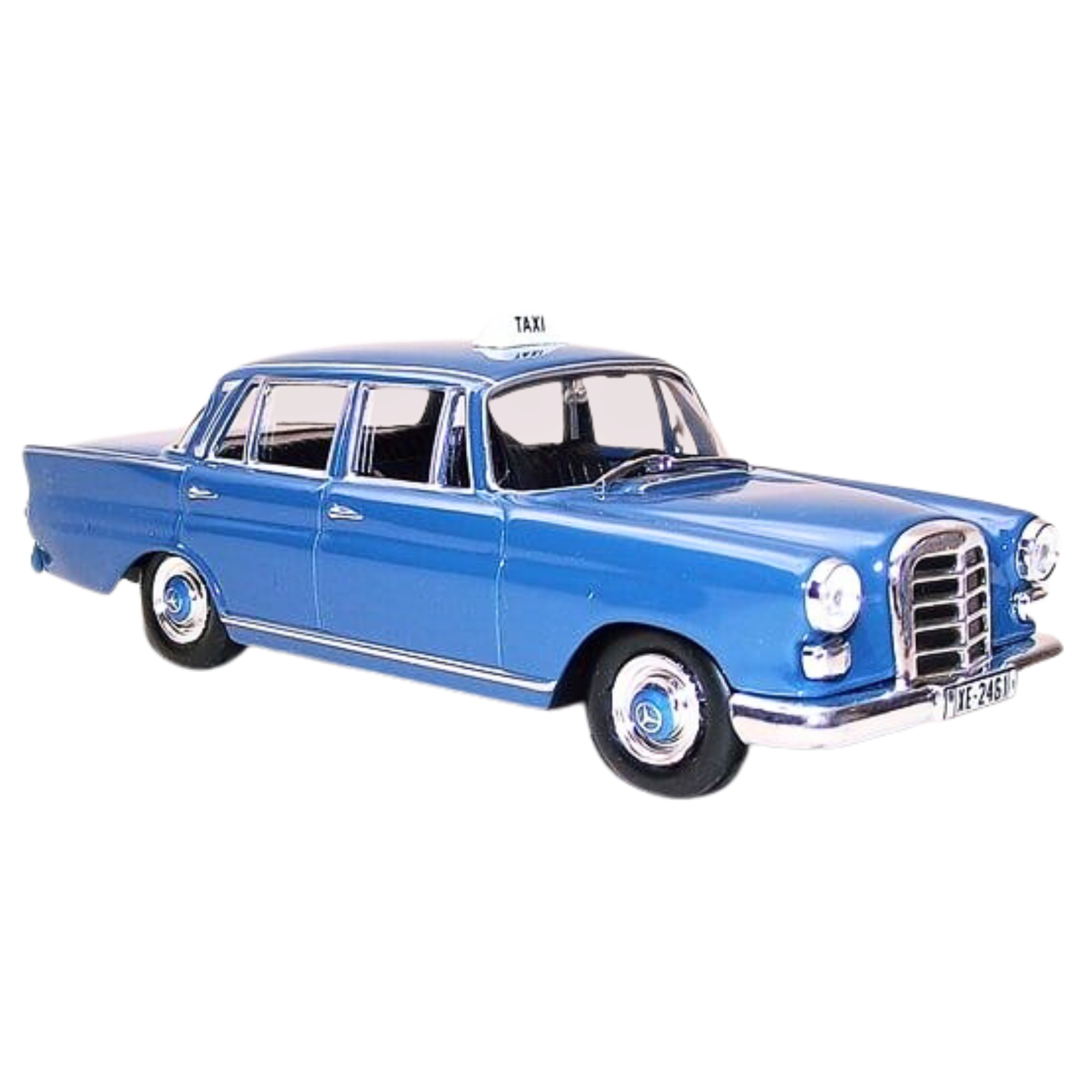 Mercedes 200D Athens Taxi Car Model 1965 Classic Blue 1:43 Scale Diecast Y0675J