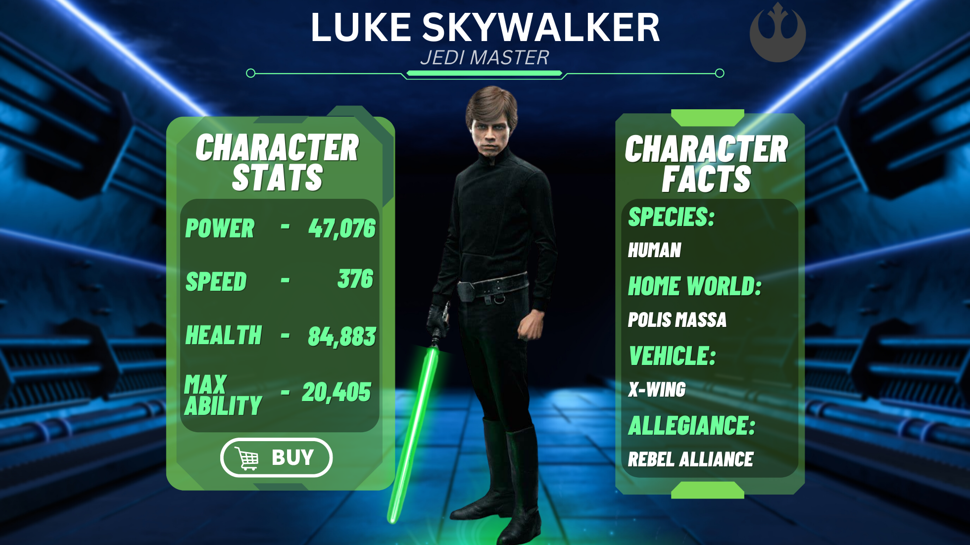 Luke Skywalker Character Stats