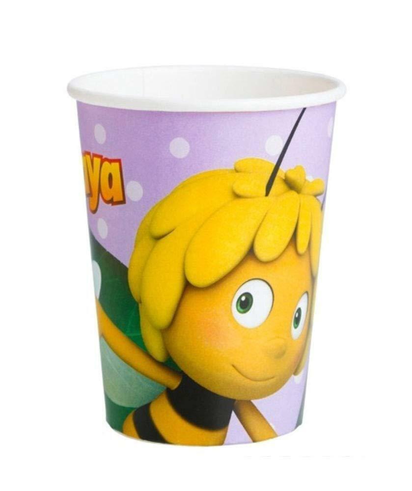 Maya the Bee Complete Party 7 Piece Set - Paper Cups, Plates, Napkins, Table Cover, Candles, Balloons & Invitation Cards