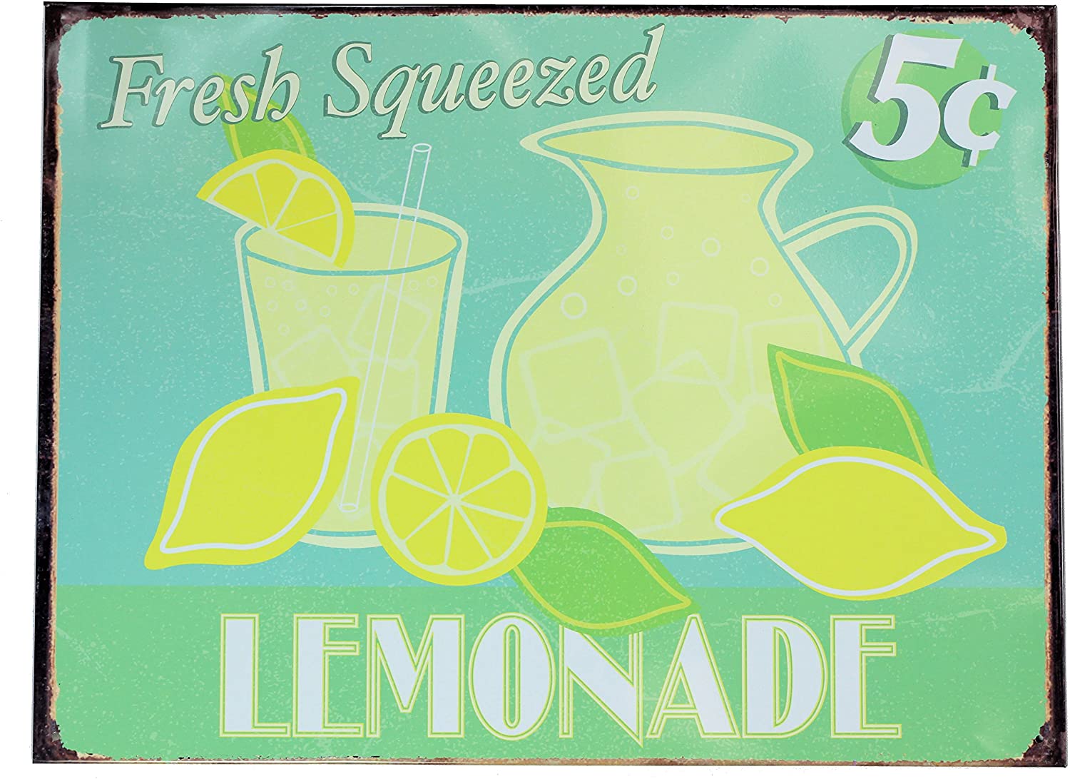 Retro Wall Art Tin Sign Plaque 30cm x 40cm - Fresh Squeezed Lemonade