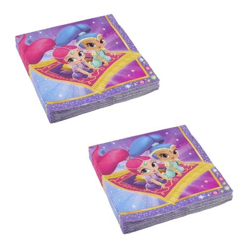 Shimmer & Shine Party Tableware Napkins Pack of 2-32 Napkins in Total (32.7cm x 32.7cm)