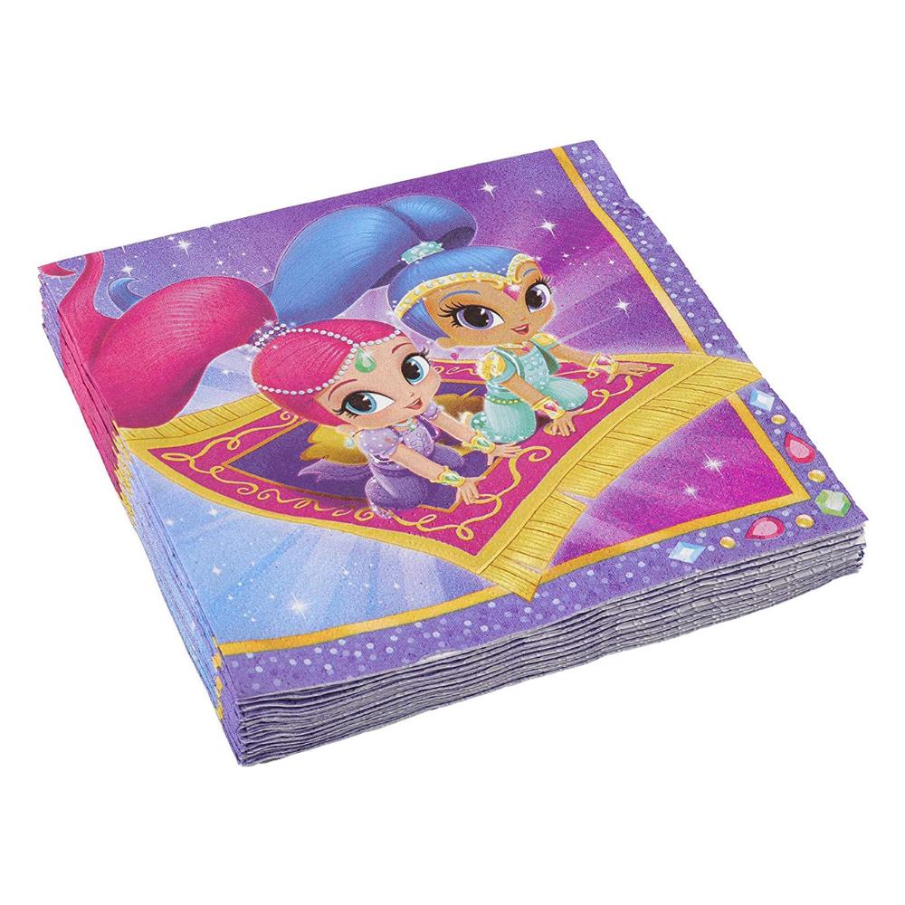 Shimmer & Shine Party Tableware Napkins Pack of 2-32 Napkins in Total (32.7cm x 32.7cm)