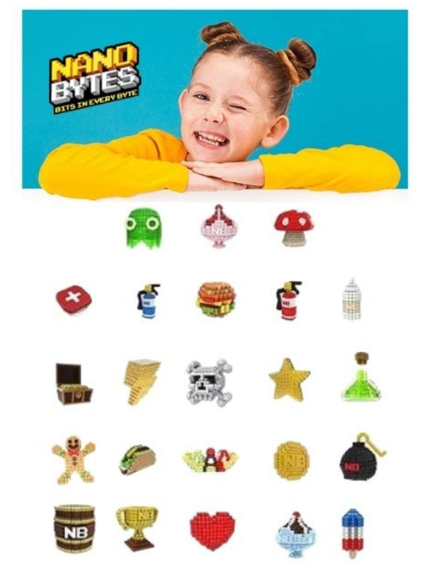 Nanobytes Series 1 Blind Bag With Nanobyte, Sticker and Collector's Checklist - Pack of 6