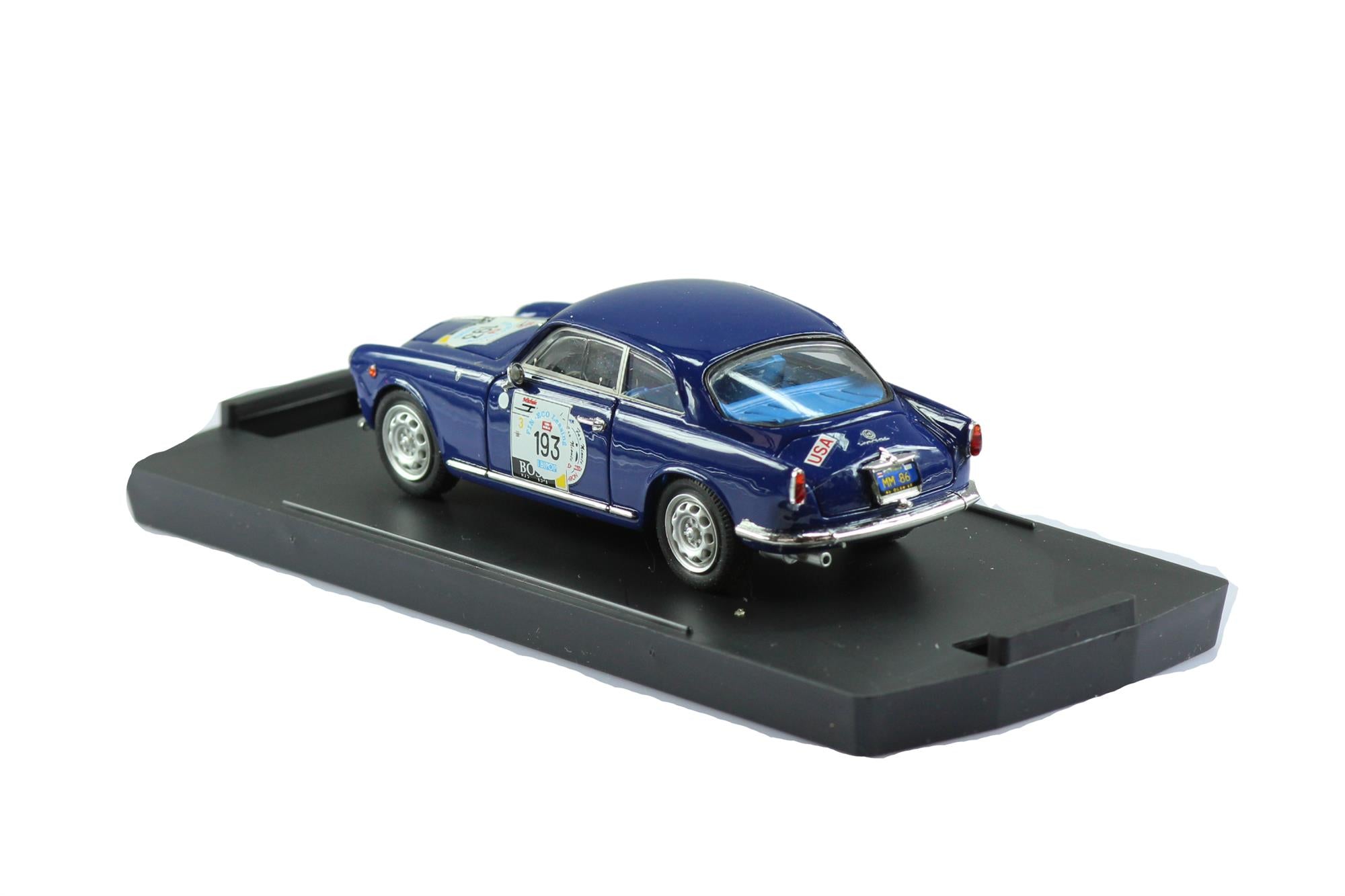 Bang Models - 1:43 Scale Diecast Alfa Romeo Giulietta SP Blue #193 1960 - Birkhimer & Stevens