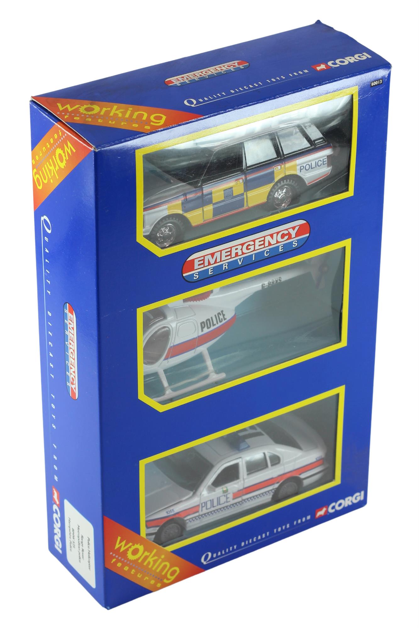 Corgi Models - 1:36 Scale Diecast Pack of 3 Emergency Service Vehicles - Police Helicopter, Met Police Rover & 525 Hampshire Police - 60013