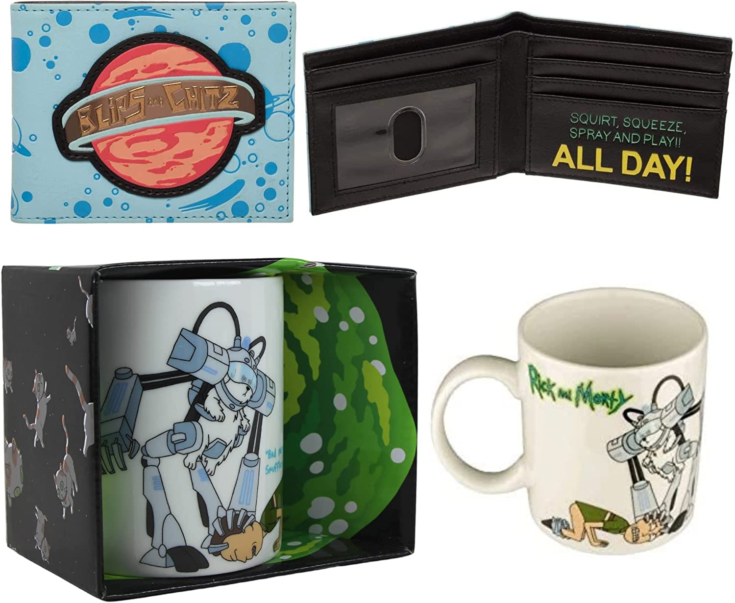 Rick & Morty - Blips & Chips Bifold Wallet & Snowball Bad Person Bad Mug - Great Value Mug & Wallet Set