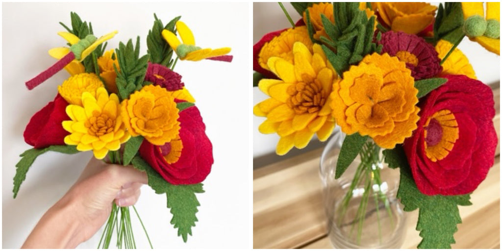 felt flower autumn bouquet by the handmade florist