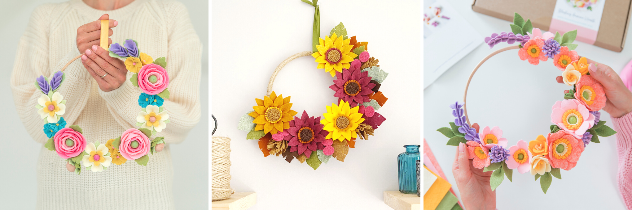 The Handmade Florist felt flower wreath kits