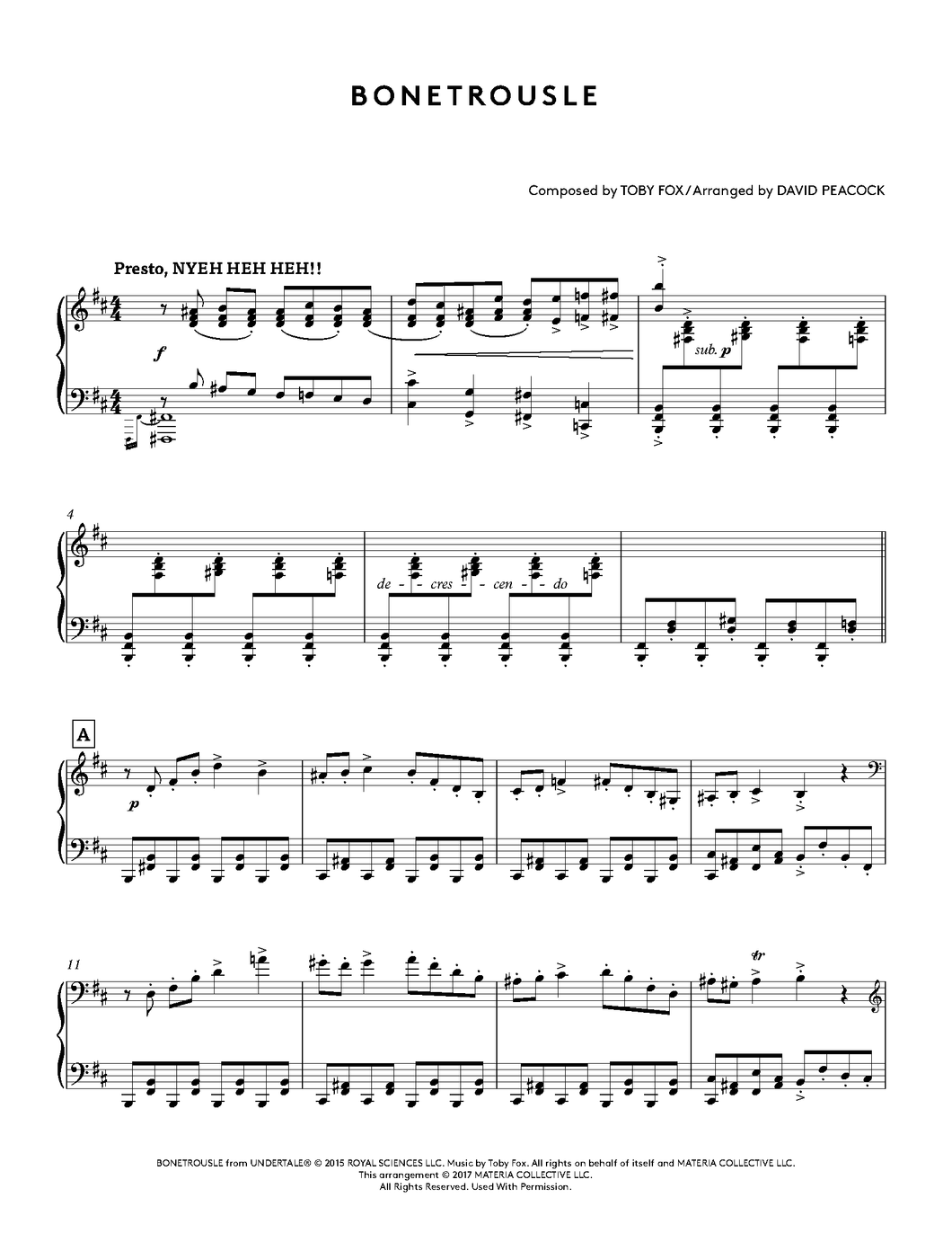 Megalovania Sheet Music Easy