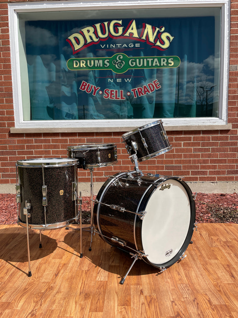 1964 Ludwig Club Date Drum Set Black Galaxy 20/12/14/5x14 – Drugan's Drums  & Guitars