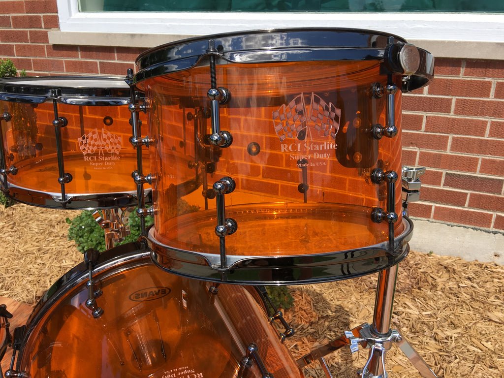 RCI Vistalite Acrylic Bop Drum Set - Amber 18/12/14/7x14 Snare – Drugan