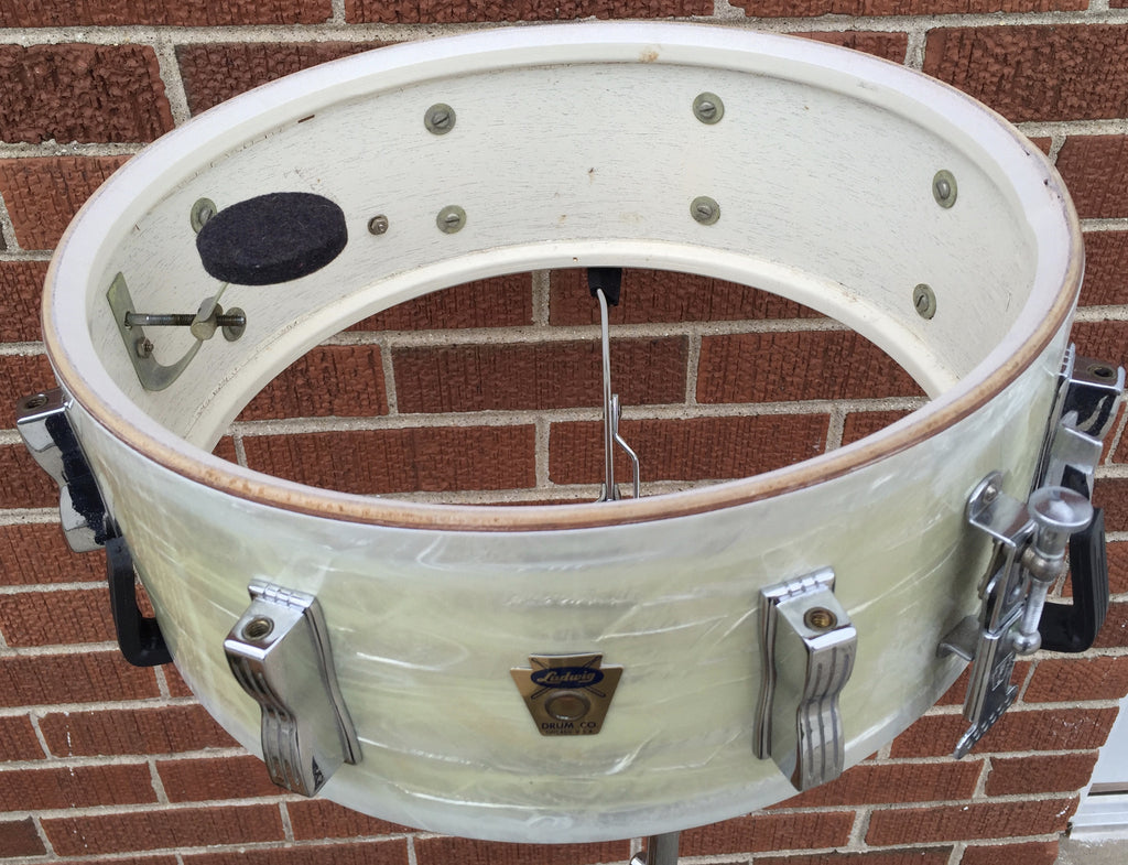 1960 Ludwig Trans Badge Keystone Jazz Festival Snare White Marine Pear ...