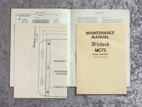 Vintage McIntosh MC75 Owner's Manual, Maintenance Manual/Schematic, an