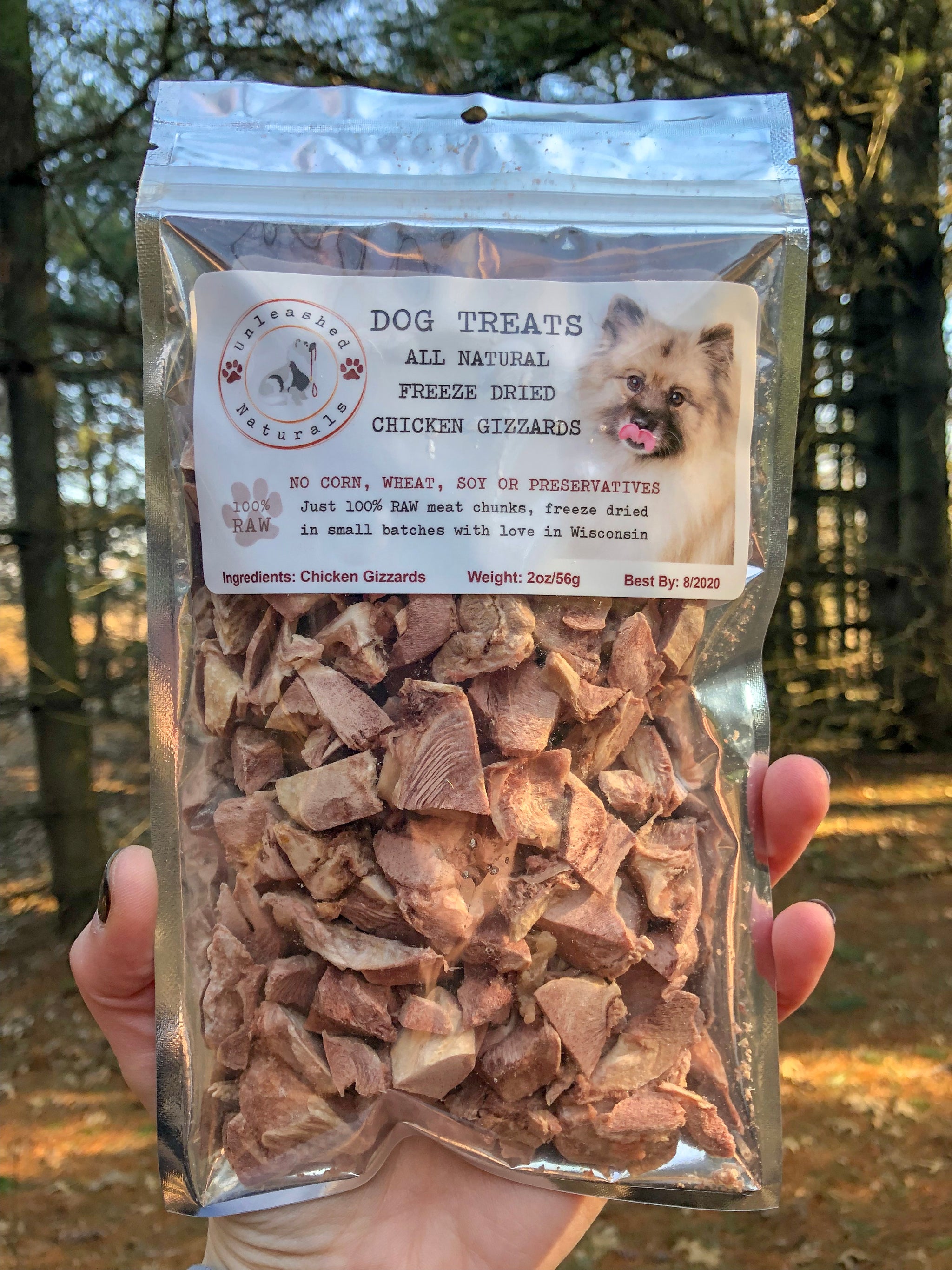 Chicken Gizzard Raw Freeze Dried Treats 2oz Four Black Paws