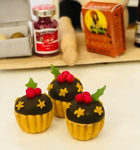 Doll house miniature Christmas cupcakes
