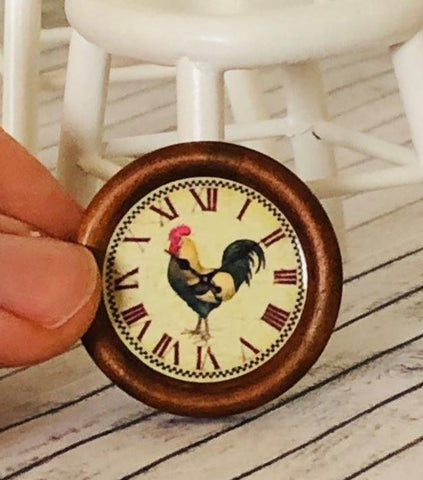 Dollhouse miniature rooster clock