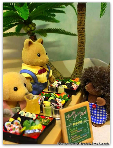 Sylvanian Families sushi on the beach