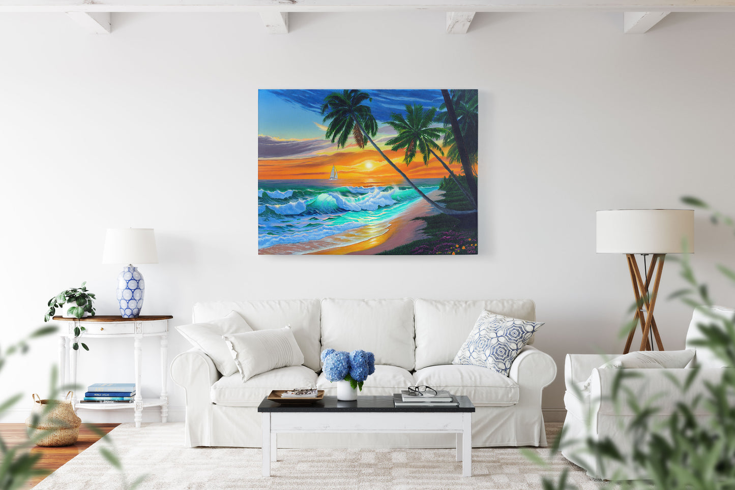 Beach Tropical Painting Art Print- "Emerald Seas" by Jason Fetko