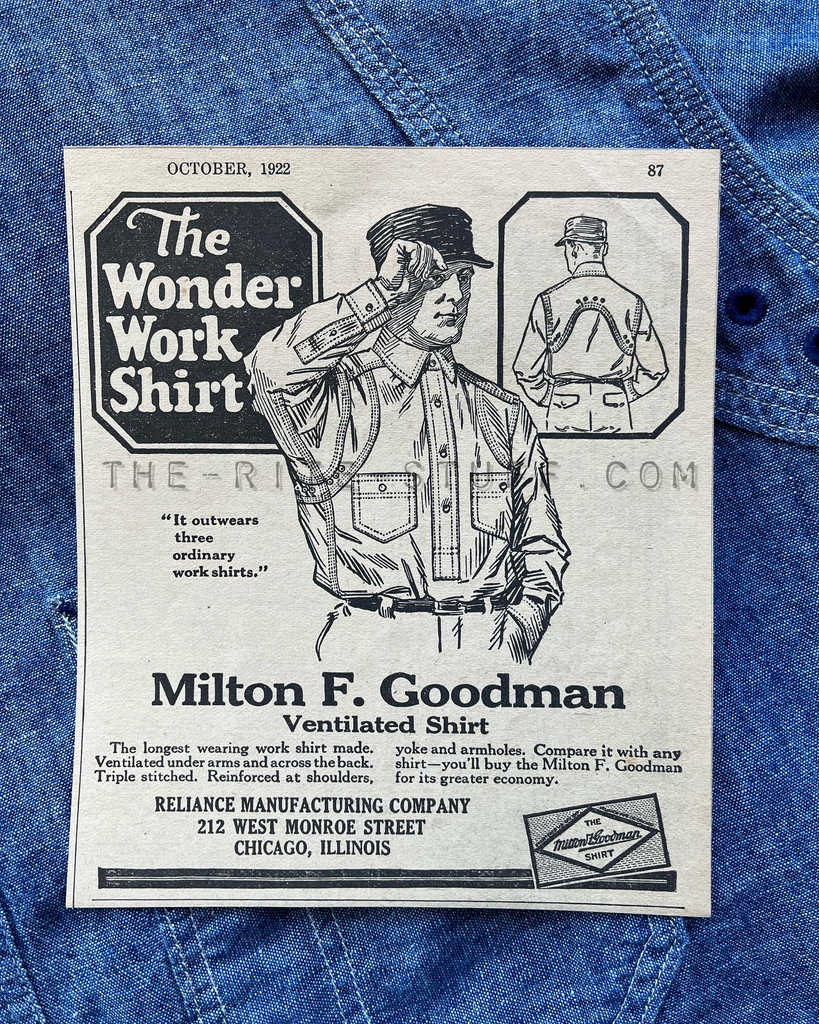 Milton F. Goodman 1920s chambray pullover/popover work shirt