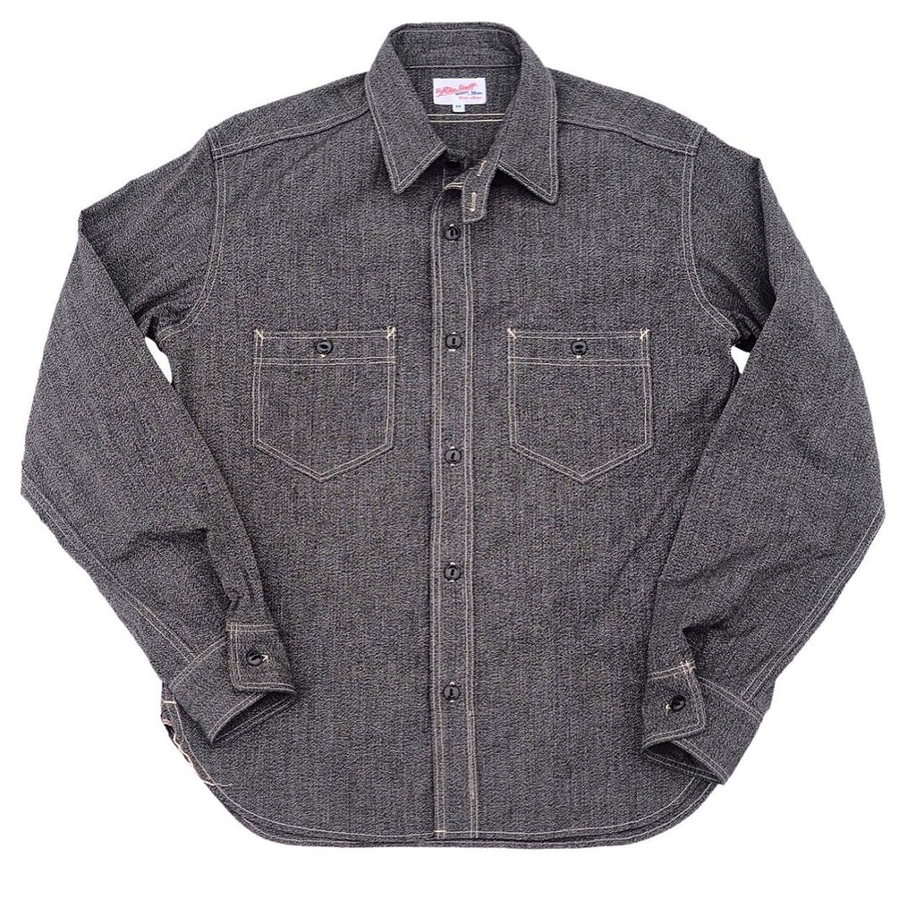 The Rite Stuff black charcoal salt and pepper covert chinstrap made in Japan work shirt 1930s style