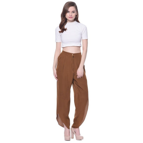 ladies brown culottes slim trouser