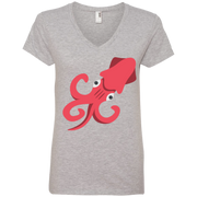 Squid Emoji Ladies’ V-Neck T-Shirt